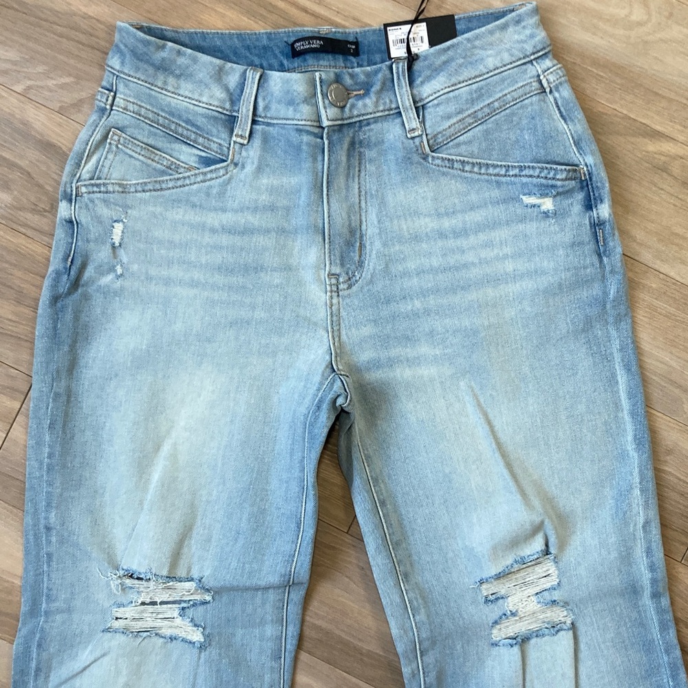 Simply Vera Vera Wang jean boyfriend crop jean distressed w authentic stretch 2 - Picture 6 of 17